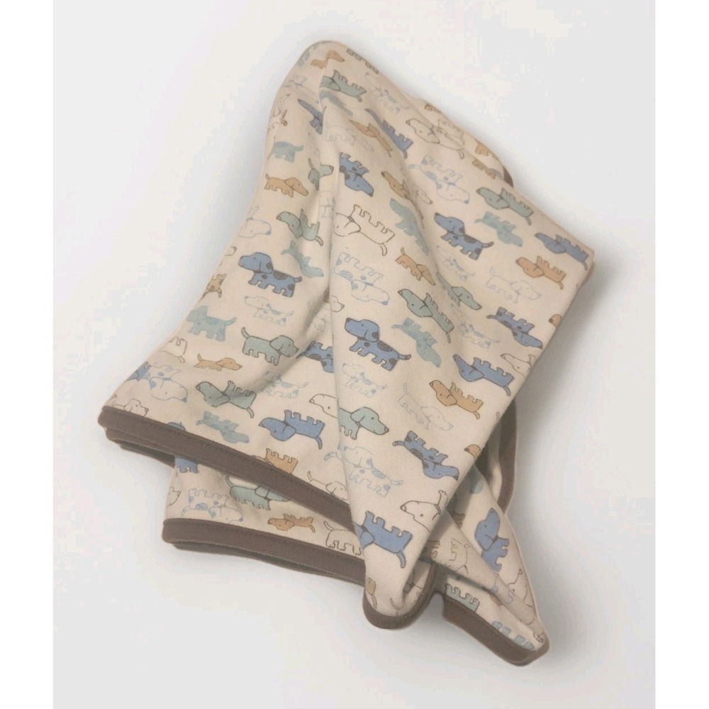 Little Me Puppy Blue/ Brown Unisex Security/ Receiving Blanket 21x27